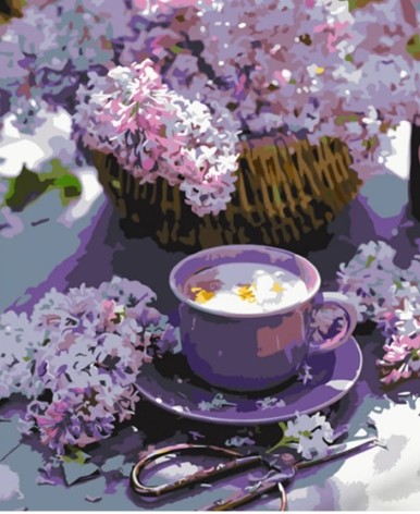 Набір для розпису по номерах Бузковий кошик Strateg розміром 40х50 см (HH065)