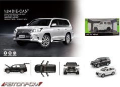 Машина мет. АВТОПРОМ 1:24,2 кольори,батар, світ., звук, двері відкр., кор.29*16*12,6см 