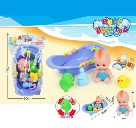 Пупс ванна, пискавка, аксессуары, в п/е /108-2/