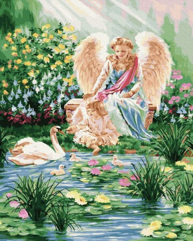 Картина по номерам 40*50 Ангелочек у озера