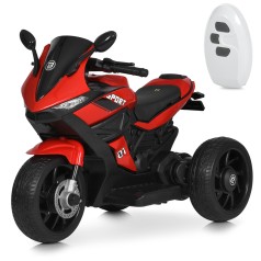 Мотоцикл M 4454ELR-3 (1шт) р/к, 1акум6V5AH, 2мотора35W, муз, світло, шкіра,колеса EVA, TF, червоний