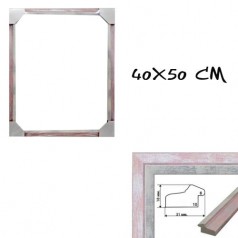 Багетна рамка для картин по номерам, рожева срібна (40х50 см)