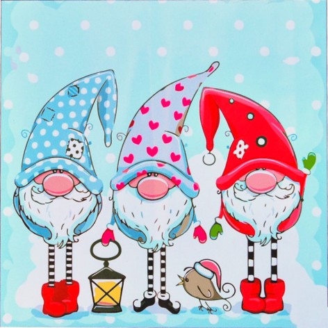 Набор для росписи по номерам Новогодние гномы Strateg размером 40х40 см (SK054)