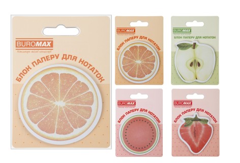 Блок для нотаток FRUITS, з кл.шаром, 70х70 мм, 30 арк, ціна за 2 шт. //
