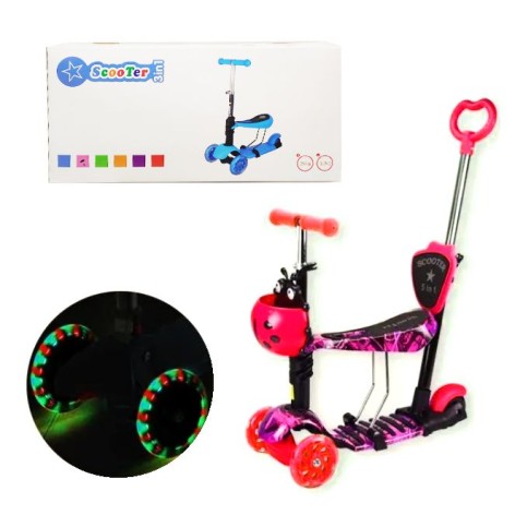 Самокат чотириколісний 5в1, червоний (Транспортувальна упаковка)