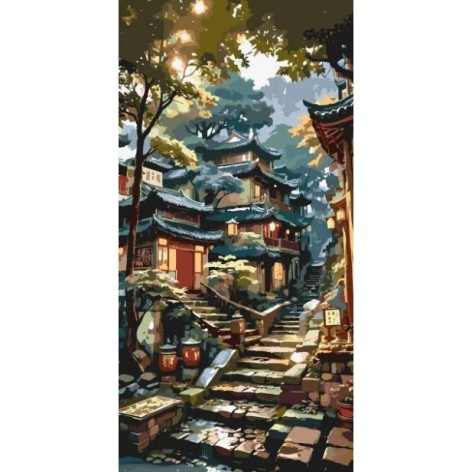 Картина по номерам "Утро в горах Азии" 40*80 см