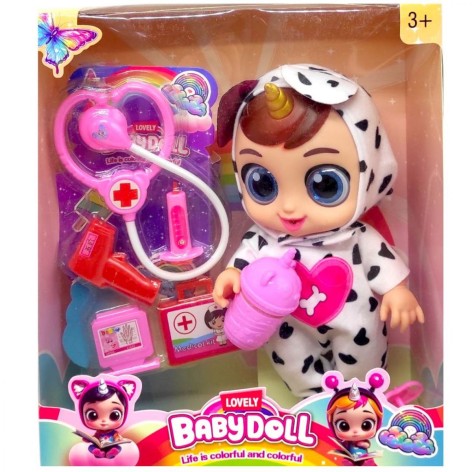 Кукла резиновая "Cry Baby" высота 25 см (говорит, смеется, плачет, съемная одежда, подвижные конечности, бутылочка, пустышка, аксессуары) БЕЛА