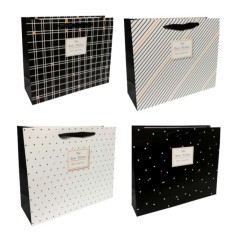 Подарунковий пакет картон 200грм, "ЧБ абстракція" МІКС 4 види, 26*32*10см 6 шт. в уп. 