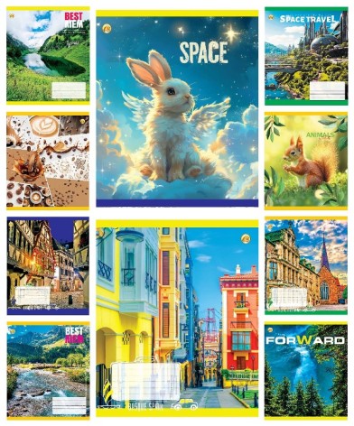 Зошит 96 арк.клітинка Тверда ТА51700 Мікс 1, 10/120  10к ціна за 10 шт.