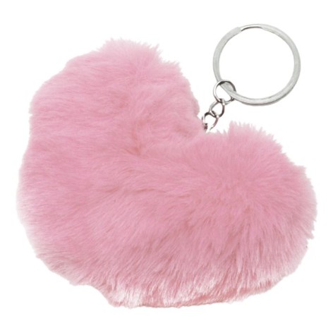 Брелок Сердце меховое світло-рожевий