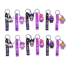 Брелоки гумові аніме Sanrio Kuromi, Hello Kitty, My Melody 9,5 см, 12 штук