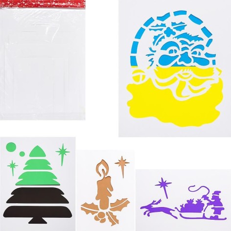 Набор новогодних трафаретов, 8 листов А3(20716)