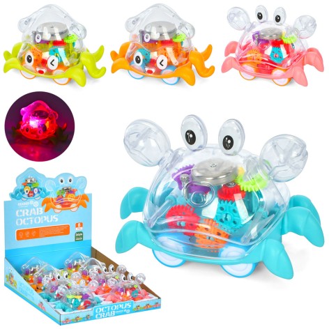 Игрушка мор. животные 14см, шестерни, звук, свет, на бат-ке (табл), (2 вида по 2 цвета) /10/80/8шт в корр. 37-31,5-10см