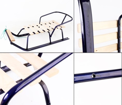 УЦЕНКА 20% Санки детские с отк. спинкой и подставкой д/ног СИН (8 поперечных планок сосна)