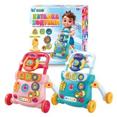 Каталка-ходунки WToys WToys 2 кольори, озвучування українською мовою, шестерні, геометричний сортер, іграшкове кермо, підсвічування, пісні, пальчикові ігри (12)