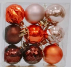 Ялинкові кульки новорічні 9 шт. D=4 см пластикові