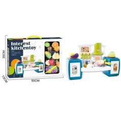 Кухня BC 8804 высота 29 см, звук, подсветка, вытяжка, духовой шкаф, плита, набор продуктов, посуда, наклейки, в коробке