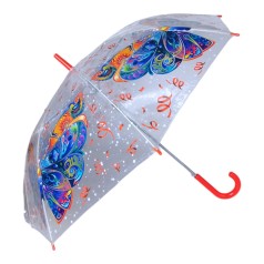 Зонт тростина прозрачна Метелик, длина - 83 см, діаметр - 98 см червоний