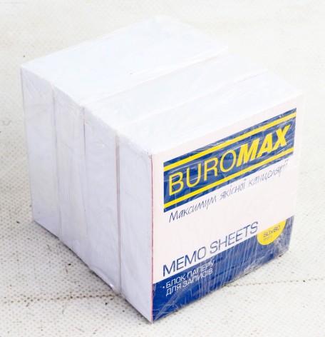 УЦЕНКА 30% Блок белой бумаги для заметок JOBMAX 80х80х20мм., не скл., 5шт.в уп.