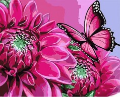 Набор для росписи по номерам Бабочка на ярких цветках Strateg размером 30х40 см (SS1090)