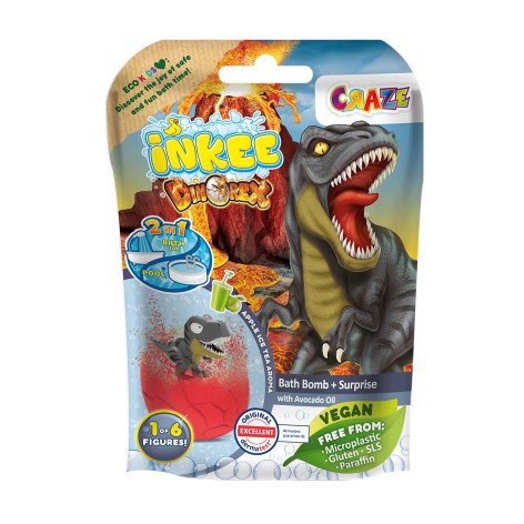 Ароматна бомбочка для ванни з іграшкою Inkee - ДИНОЗАВРИ (у диспл., в асорт.)
