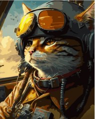 Набір для розпису по номерах Котик-пілот Strateg розміром 40х50 см (GS1489)