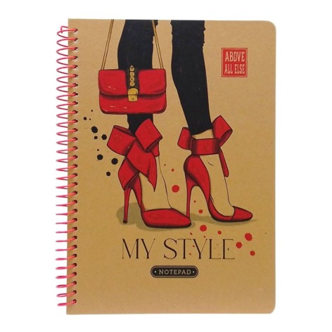 Блокнот А5 Крафт 80л. тб. обл. спіраль, клітинка (вид4)