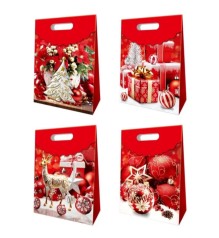 Подарунковий пакет клапан картон 150грм, "Новий Рік" МІКС 4 види, 24,5*31,5*12см 6 шт. в уп. 