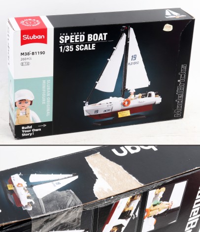 УЦЕНКА 30% Конструктор SLUBAN морська серія, яхта, 20,9см, 1:35, фігурка, 260дет, в кор-ці, 38-24-7см 