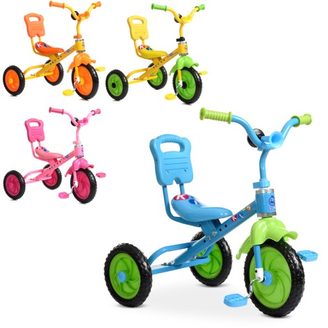 Триколесный велосипед металлический с клаксонов и спинкой