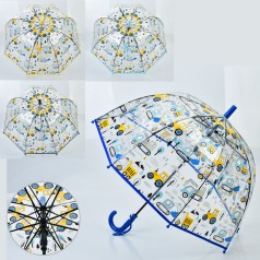 Парасолька дитяча довжина 67см, тростина 62см, діаметр 70,5см, спиця 50см, клейонка, 4 кольори(транспорт), в п/е 