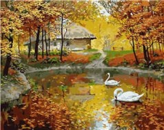 Картина по номерам VA-0276 "Осіннє озеро", розміром 40х50 см