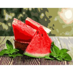 Набір для розпису по номерах Кавун з м'ятою Strateg розміром 40х50 см (GS498)