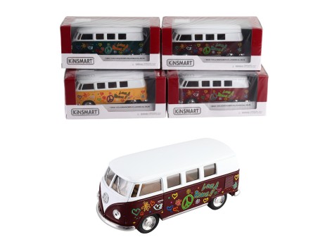 Модель автобуса Volkswagen (1962) 5'' металевий, інерційний, відкриваються двері, 4 кольори (KT5060FW)