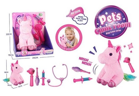 Поні м'яка іграшка, медичне приладдя, 4 аксесуари в кор. 