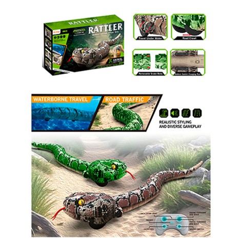 Тварина р/к2,4G, змія, 63см, звук, світло, їздить, плаває, 2 кольори, на бат-ці, в кор-ці, 31-18-7см /9/