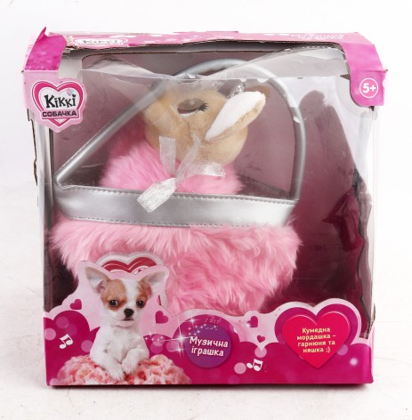 УЦЕНКА 40% Собачка Кіккі, 22 см, сумка, музика(укр), бат(таб), в кор-ці, 29-27,5-19,5см 