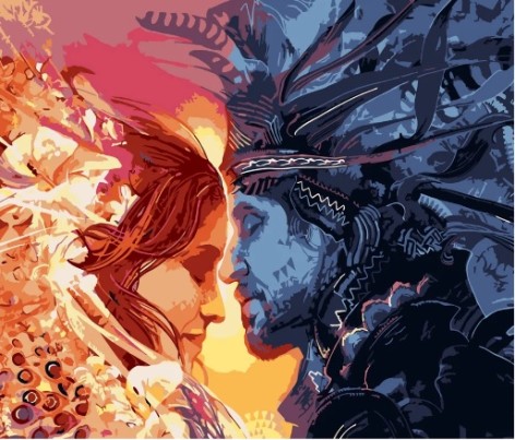 Набір для розпису по номерах Кохання племен Strateg розміром 40х50 см (DY218)