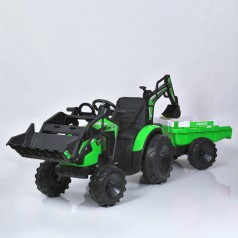 Трактор M 4847EBLR-5(24V) (1шт) р/к2,4G, 2мотори35W, 2акум12V7AH, колесаEVA, шкір.сидіння, TF, зелений
