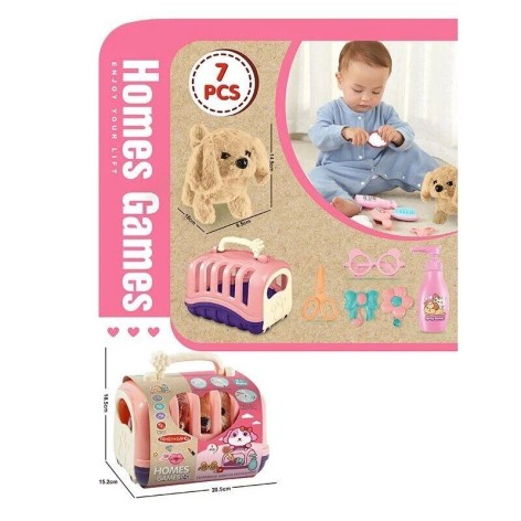 Собачка набор грумера, прыгает, пищит, аксессуары в боксе.