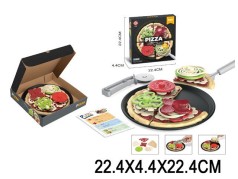 Набір іграшкових продуктів піца, рознесення, меню, ніж для різання піци, в коробці 22,4*4,4*22,4 см