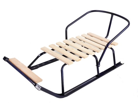 Санки дитячі з відкидною спинкою та підставкою д/ніг СИН (8 поперечних планок сосна) в упак.