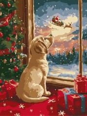 Набір для розпису по номерах "Мрійливе цуценя" 30х40см КНО5149