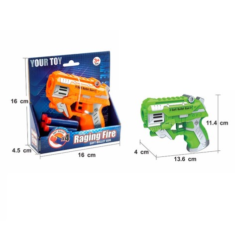 Бластер 2кольори, поролон.знарядами, кор. 16*4,5*16см 