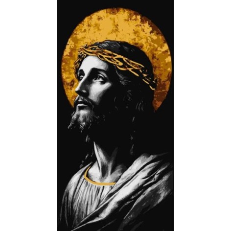 Картина по номерам с красками металлик "Образ Спасителя" 40*80 см