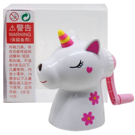 Чинка для карандашей механическая детская Единорог белый