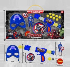 Набор героя маска и фигурка с подсветкой, высота героя 17 см, подвижные конечности и голова, механический пистолет, 8 мягких шариков, в кор. 