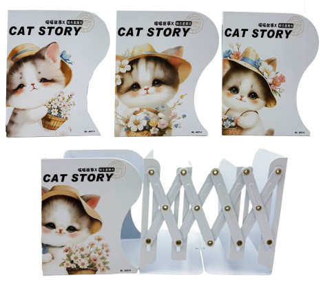 Полиця-тримач для книг розсувна металева настільна Котик 4 види