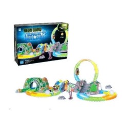 Трек 777-134 200 деталей, машинка на батарейках, підсвічування, неоновий трек, в коробці