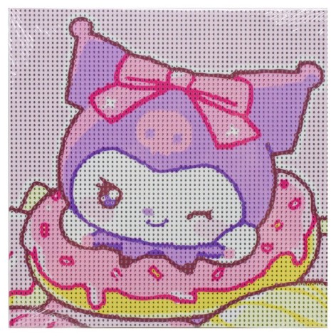 Алмазная мозаика Девочка на пончике, 20х20 см